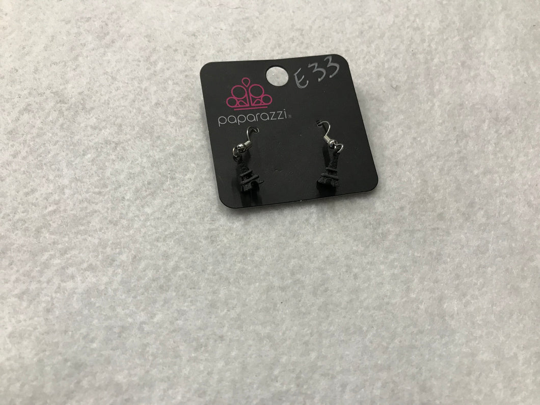 Starlet Shimmer Eiffel Tower Black Earrings #33