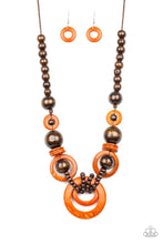 Load image into Gallery viewer, Boardwalk Party Orange Wood Necklace