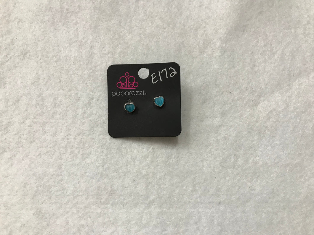 Starlet Shimmer Moonstone Heart Post Blue Earrings #172