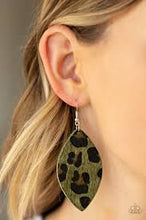 Load image into Gallery viewer, Grr-irl Power Green Leather Earrings