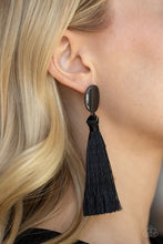 Load image into Gallery viewer, Va Va Plume Black Tassel Earrings
