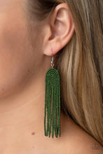Load image into Gallery viewer, Right As Rainbow Green Seed Bead Earrings