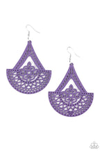 Load image into Gallery viewer, Tiki Sunrise Purple Wood Earrings