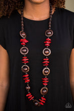 Load image into Gallery viewer, Tropical Tango Red Wood Necklace