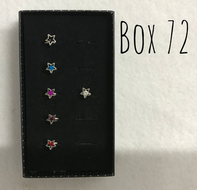 Starlet Shimmer Star Rings w/Gems Box 72