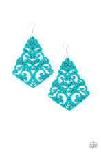 Load image into Gallery viewer, Powers Of Zen Blue Wood Earrings