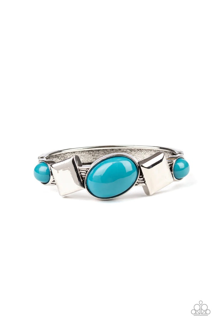 Abstract Appeal Blue Hinged Bracelet
