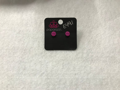 Starlet Shimmer Love Post Round Pink Earrings #491