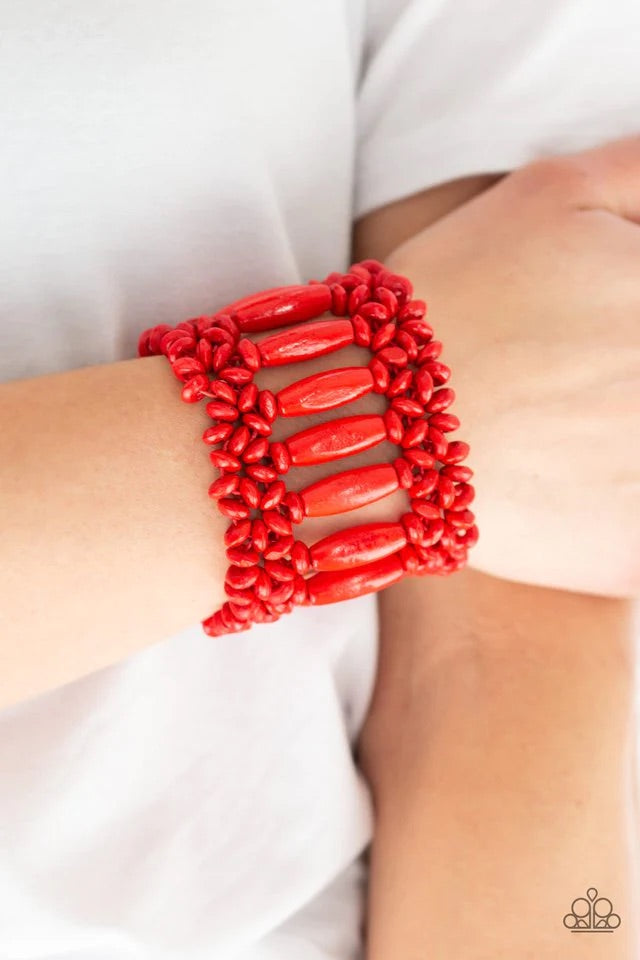 Barbados Beach Club Red Wood Bracelet