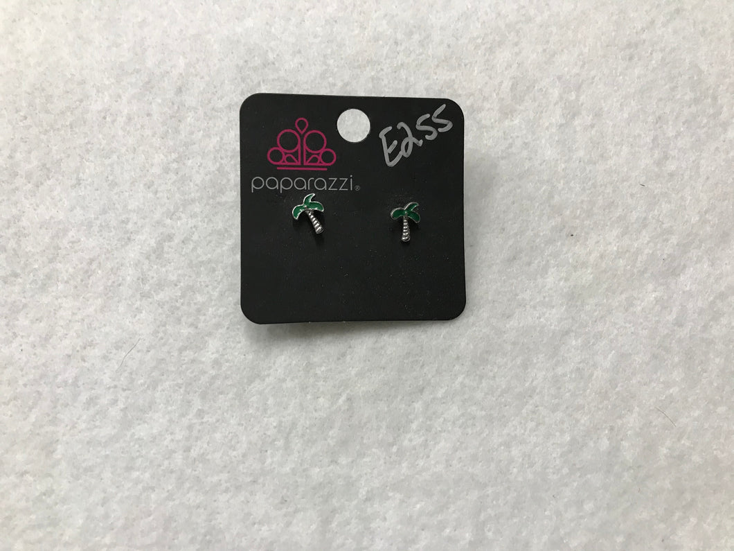 Starlet Shimmer Palm Trees Green Post Earrings #255