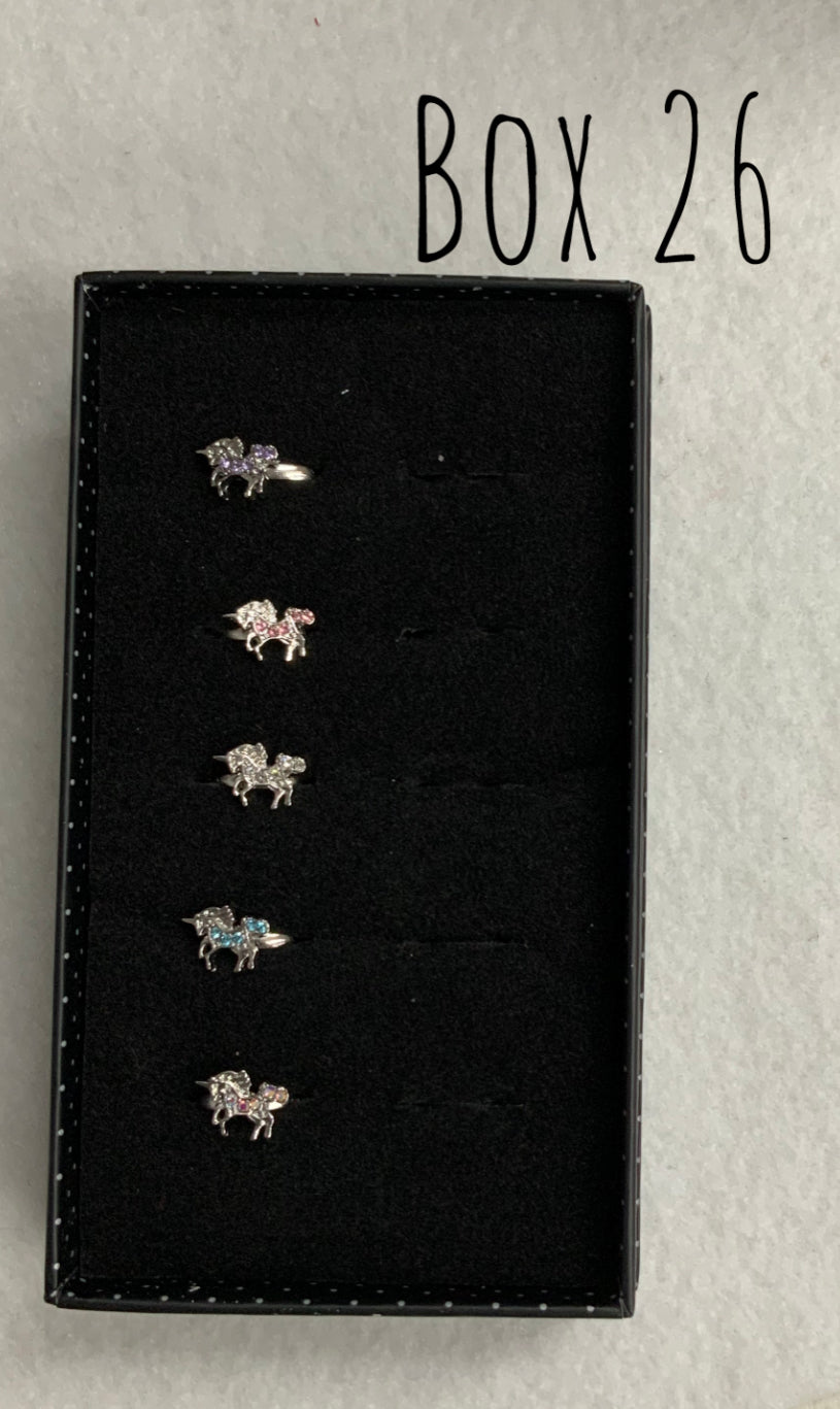 Starlet Shimmer Blingy Unicorns Rings Box 26