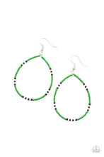 Load image into Gallery viewer, Keep Up the Good Beadwork Green Seed Bead Earrings