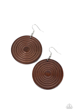 Caribbean Cymbal Brown Wood Earrings