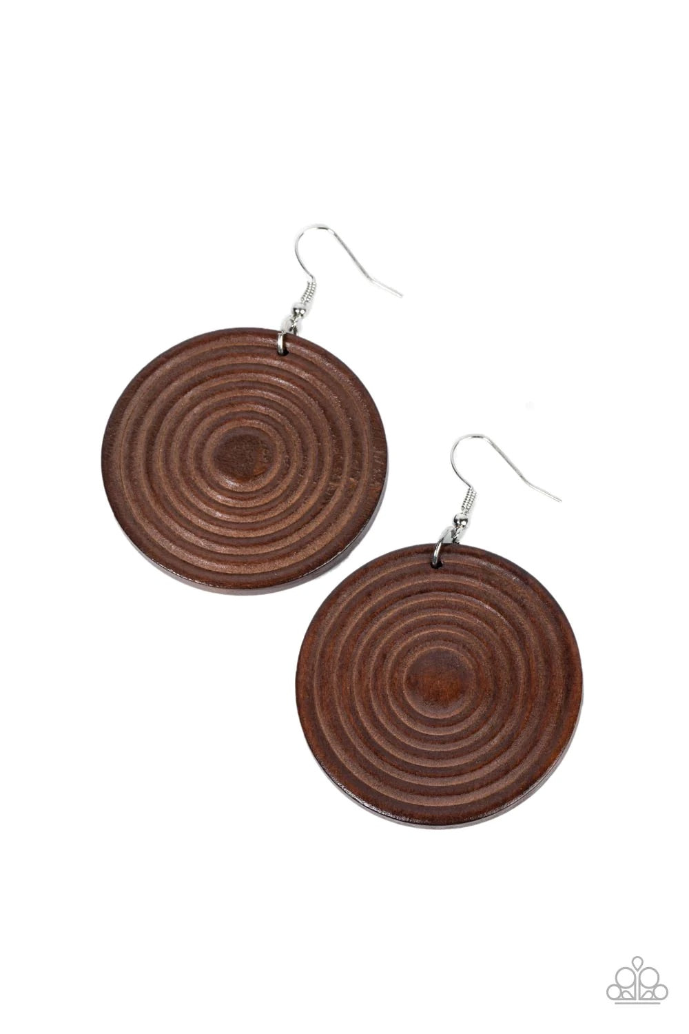 Caribbean Cymbal Brown Wood Earrings