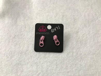 Starlet Shimmer Zipper Pink Post Earrings #471