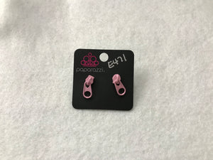 Starlet Shimmer Zipper Pink Post Earrings #471