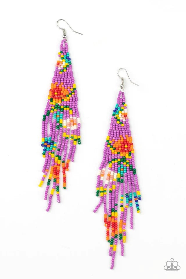 Beaded Gardens Purple Seed Bead Earrings