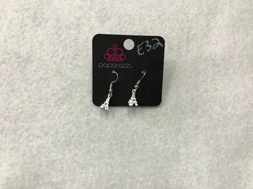 Starlet Shimmer Eiffel Tower White Earrings #32