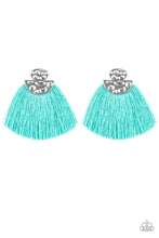 Load image into Gallery viewer, Make Some Plume Blue Tassel Earrings