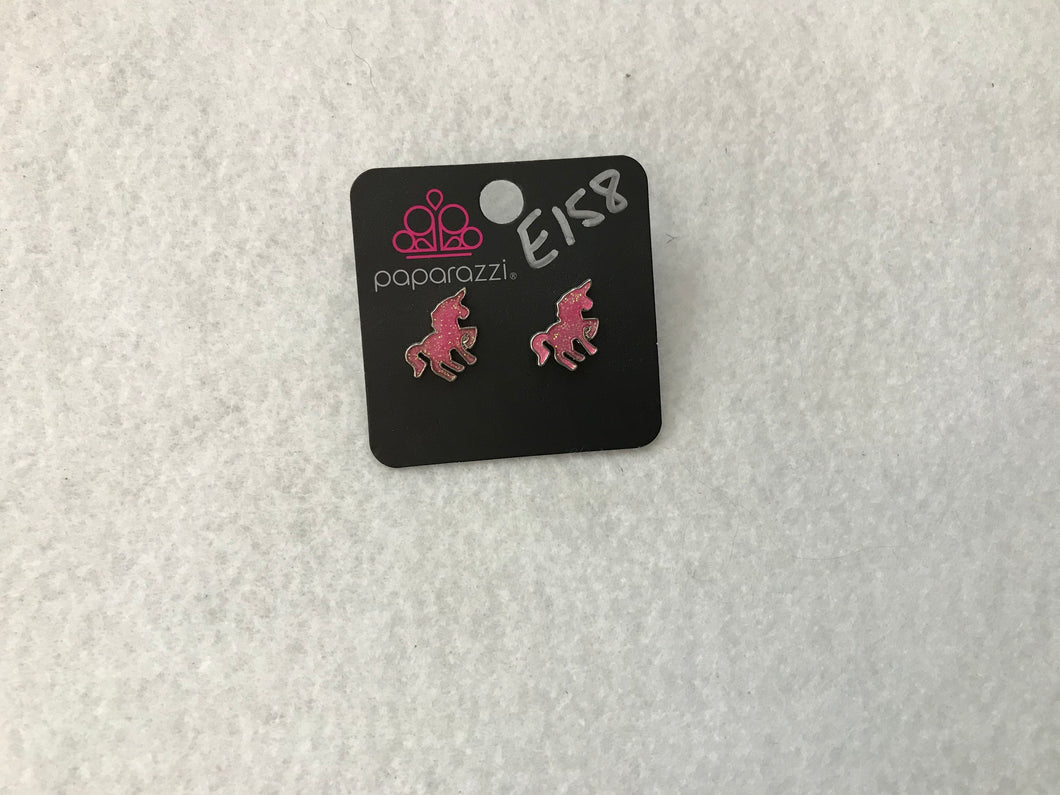 Starlet Shimmer Glitter Unicorn Post Pink Earrings #158