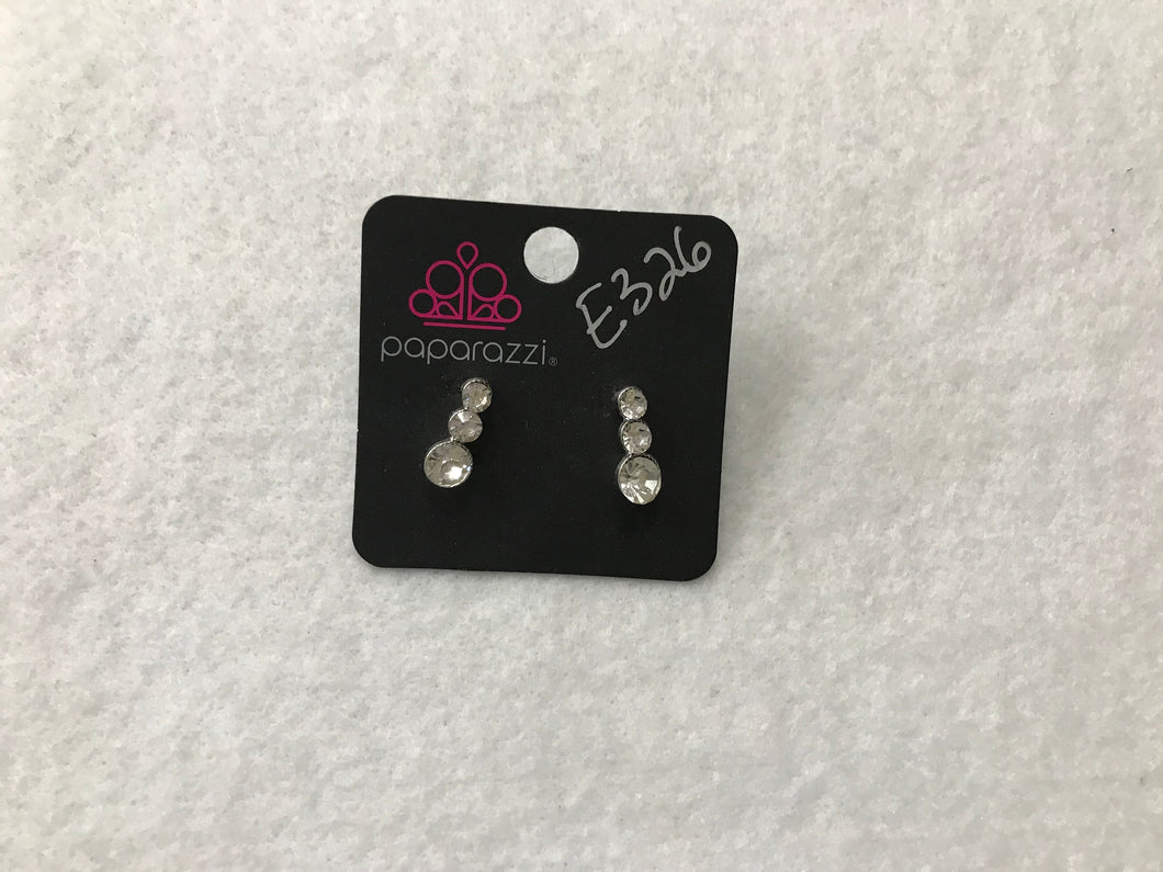 Starlet Shimmer Three Gems White Post Earrings #326