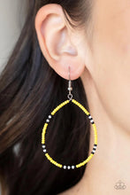 Load image into Gallery viewer, Keep Up the Good Beadwork Yellow Seed Bead Earrings