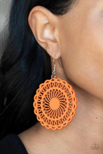 Load image into Gallery viewer, Island Sun Orange Wood Earrings