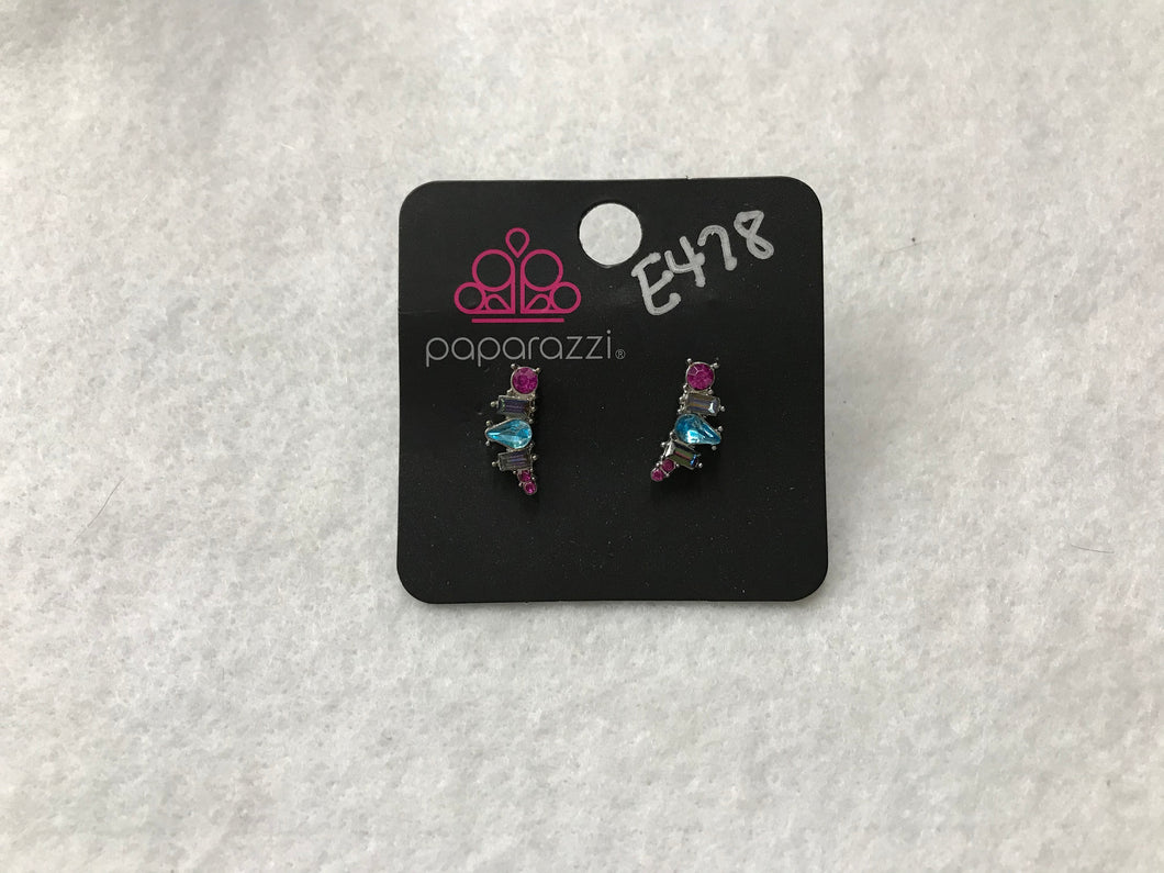 Starlet Shimmer Crown Hot Pink/Purple/Blue Earrings #478