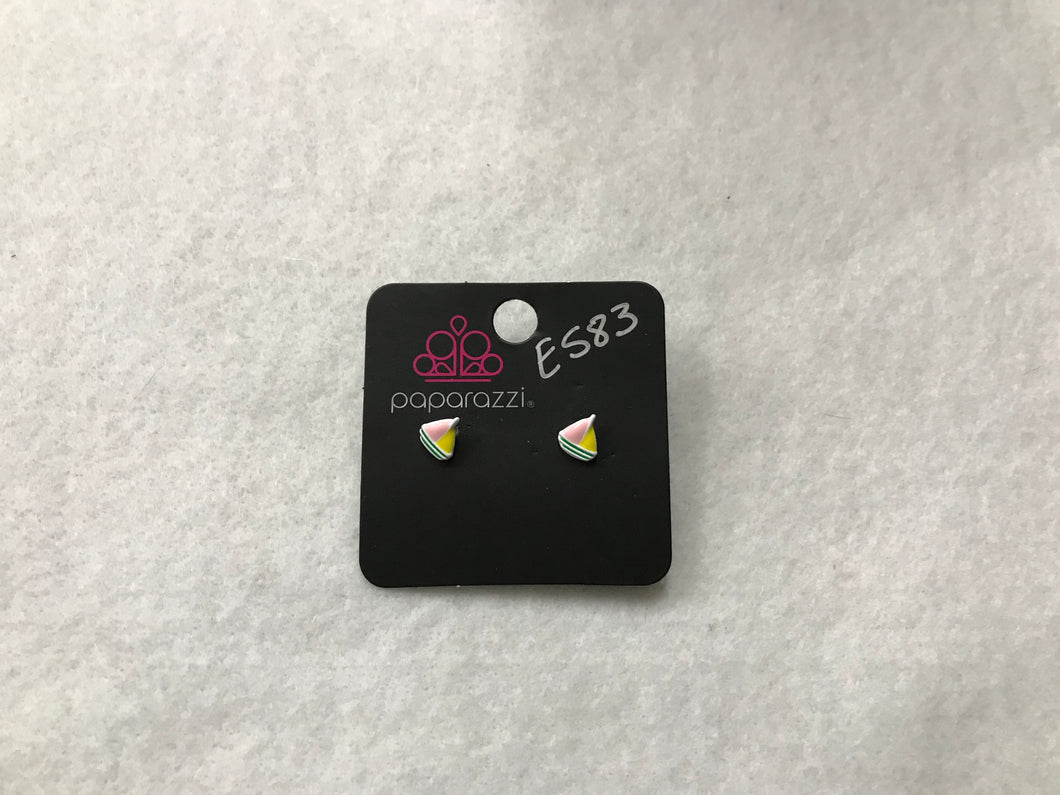 Starlet Shimmer Sail Boat Post Earrings #583