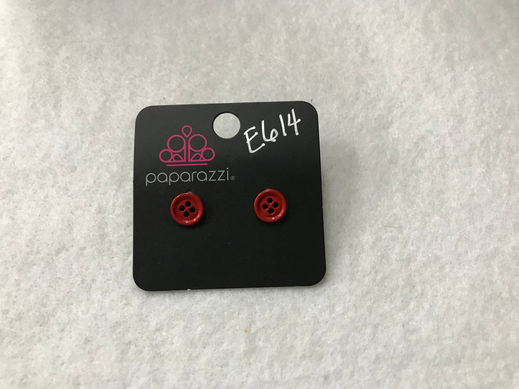 Starlet Shimmer Button Red Earring #614