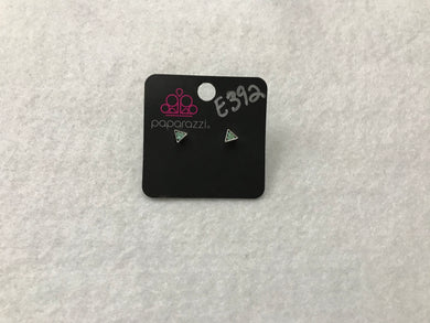 Starlet Shimmer Iridescence Triangle Green Earrings #392