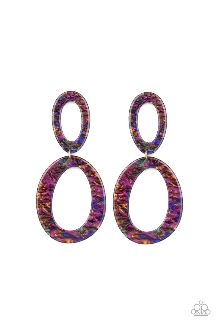 Hey, Haute Rod Black/ Multi Acrylic Earrings
