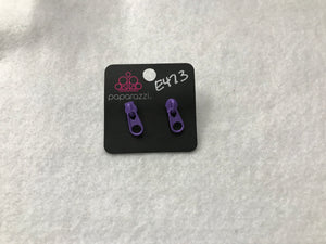 Starlet Shimmer Zipper Purple Post Earrings #473