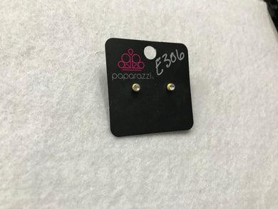 Starlet Shimmer Clear Gem w/Frame Yellow Earrings #306