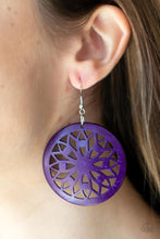 Load image into Gallery viewer, Ocean Canopy Purple Wood Earrings