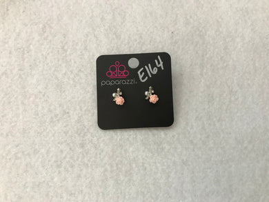 Starlet Shimmer Rose w/Pearl & Gem Pink/White Post Earrings #164