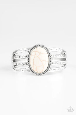 Desert Glyphs White Hinged Bracelet