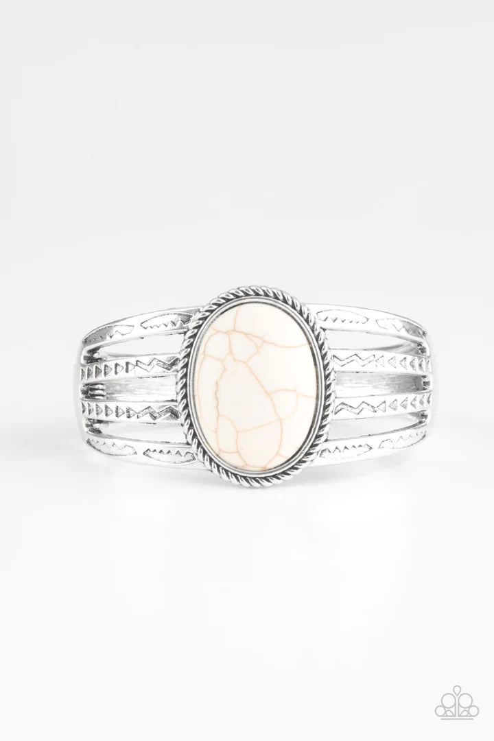 Desert Glyphs White Hinged Bracelet