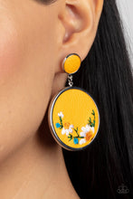 Load image into Gallery viewer, Embroidered Gardens Yellow Earrings
