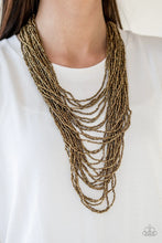 Load image into Gallery viewer, Dauntless Dazzle Brass Seed Bead Necklace