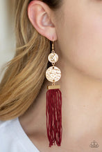 Load image into Gallery viewer, Lotus Gardens Red Tassel Earrings