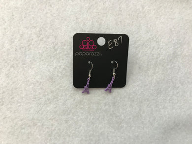 Starlet Shimmer Eiffel Tower Purple Earrings #87