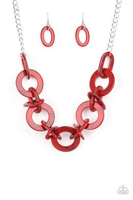 Chromatic Charm Red Acrylic Necklace