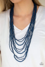 Load image into Gallery viewer, Totally Tonga Blue Seed Bead Necklace