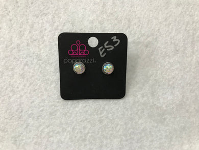 Starlet Shimmer Round Mermaid Post White Earrings #53