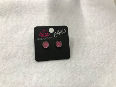 Starlet Shimmer Pave Pink Round Post Earrings #440