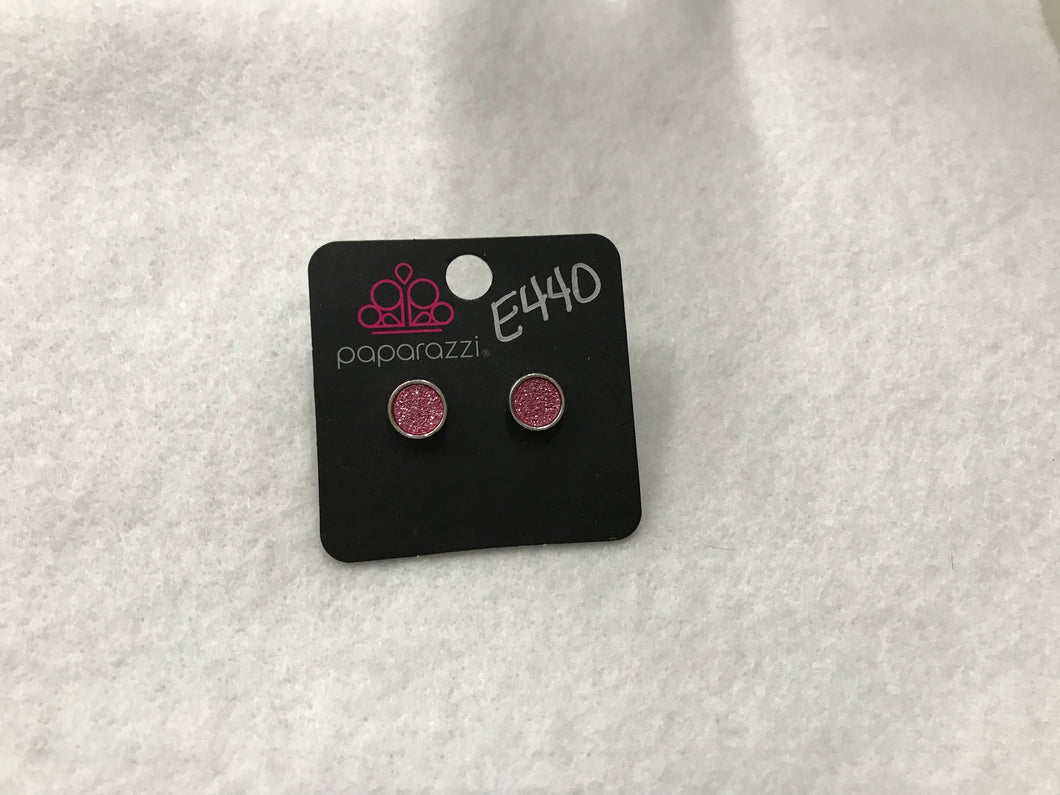 Starlet Shimmer Pave Pink Round Post Earrings #440
