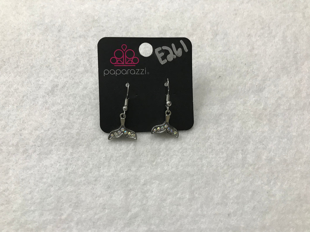 Starlet Shimmer Mermaid Tails Blingy White Earrings #261