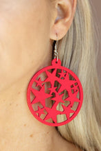 Load image into Gallery viewer, Cosmic Paradise Red Wood Earrings