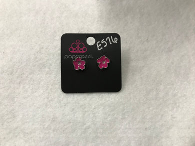 Starlet Shimmer Hibiscus Pink Earrings #576